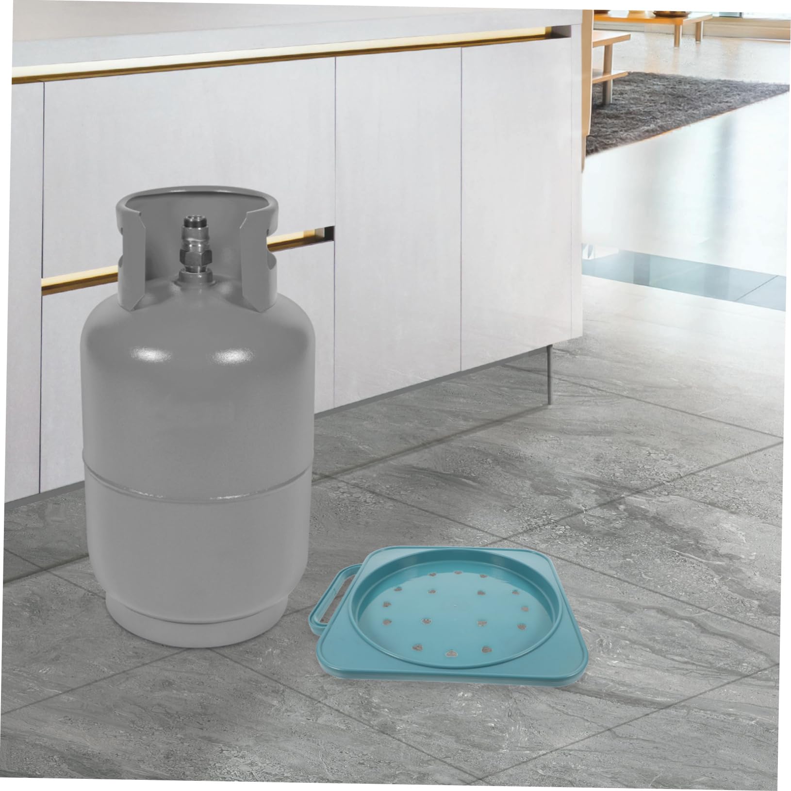 Mikinona Supporto Porta Bombola Gas per Cucina con Base Mobile a Ruote e Maniglia, Struttura Robusta in Pp Resistente All’usura, per Bombole di Gas Propane