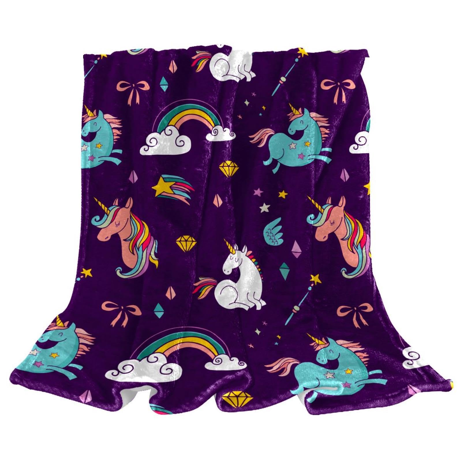 Couverture polaire licorne colorée plaid canapé lit chambre salon 150x100