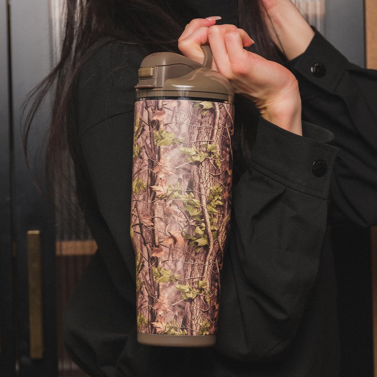 HydroJug Ease2o 40oz Insulated Water Bottle, Straw & Chug Lid, Woodland