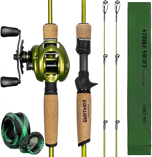 Miniatura 9 de Ghosthorn Fishing Rod and Reel Combo Dual Tip Fishing Pole Baitcasting Combo Ultra Light 2-Piece Rod with Natural Cork Handle for Freshwater