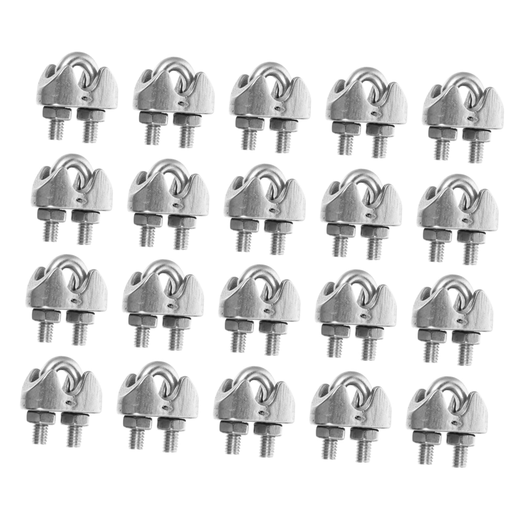 HAWILLOSCH 20pcs Stainless Steel U-Shaped Bolts Wire Rope Clamp for Steel Cable Easy to Install