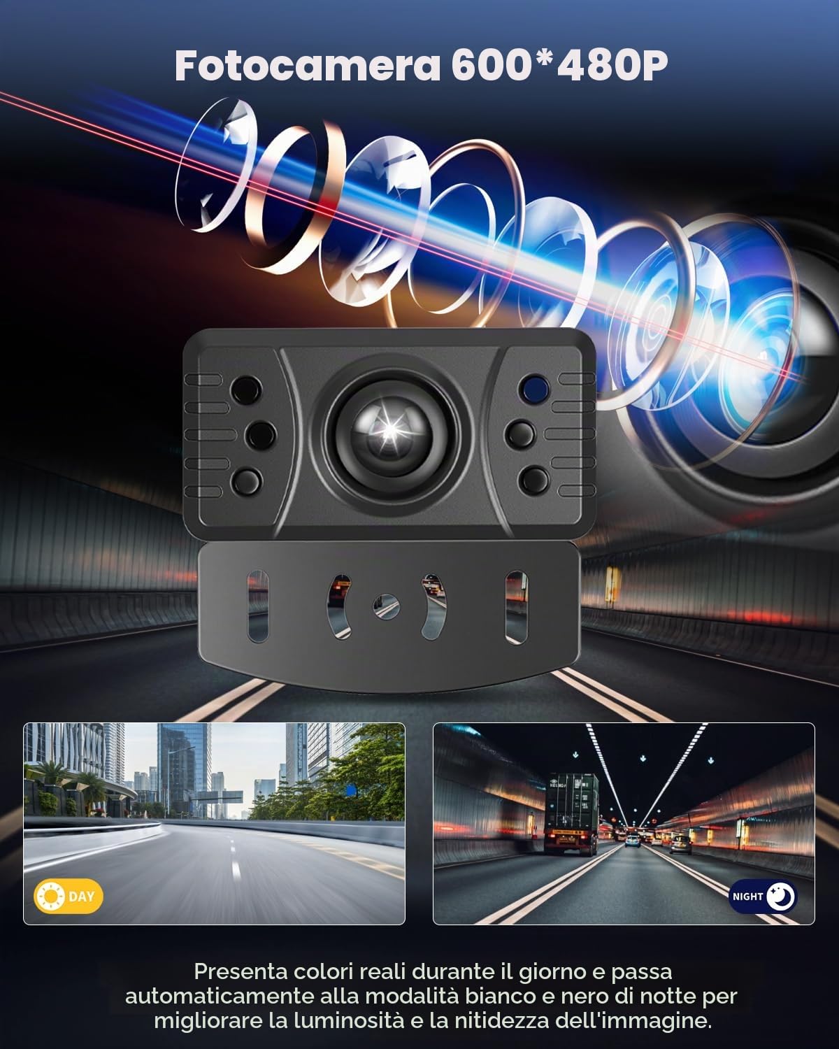 NHOPEEW Kit telecamera di retromarcia wireless da 4,3 pollici - Impermeabile IP68 / Visione notturna/Ampio angolo di visione Linea di retromarcia per auto, camion, rimorchi, camper