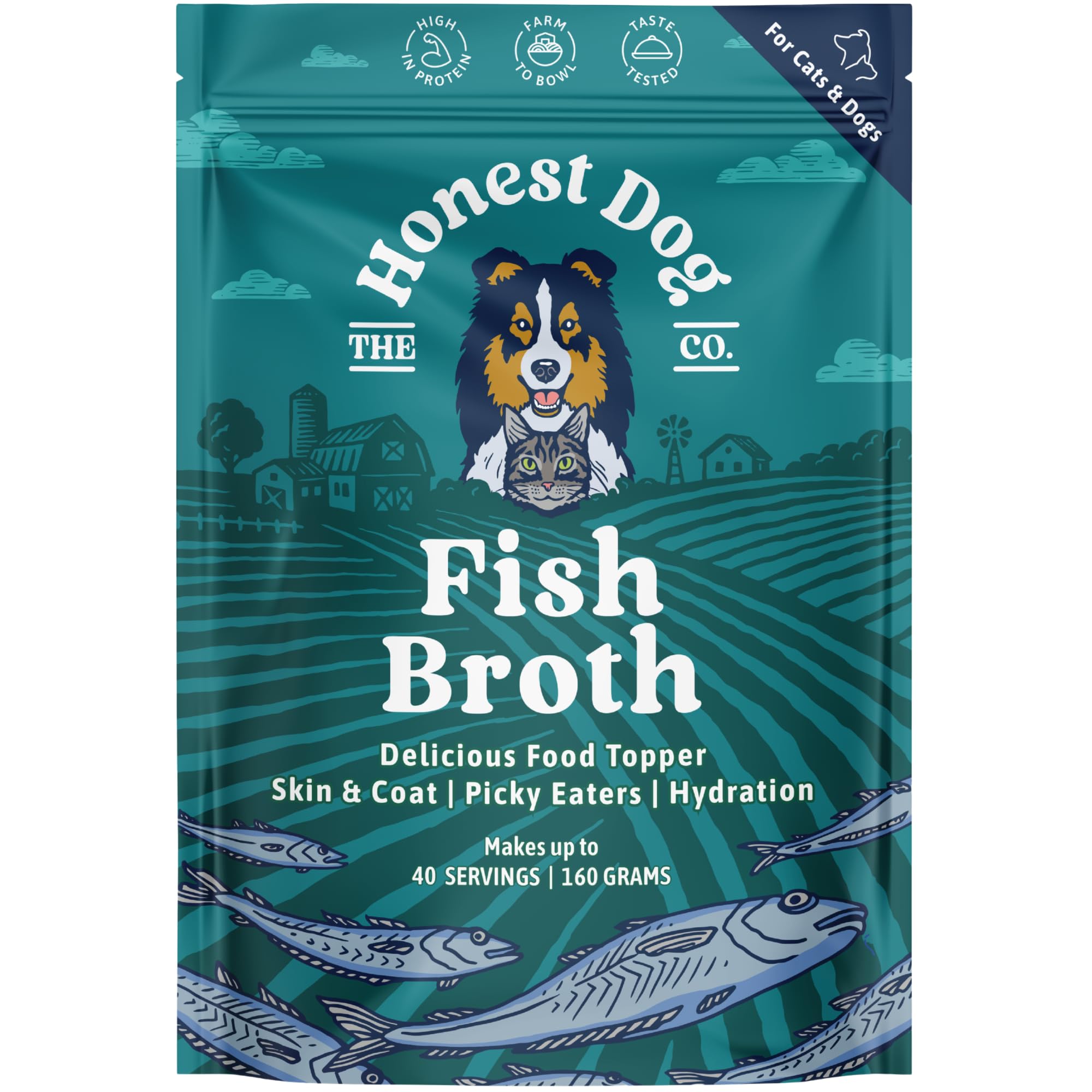 Bone Broth for Cats, Fish Broth Cat Supplement 160g by Honest Dog Co.