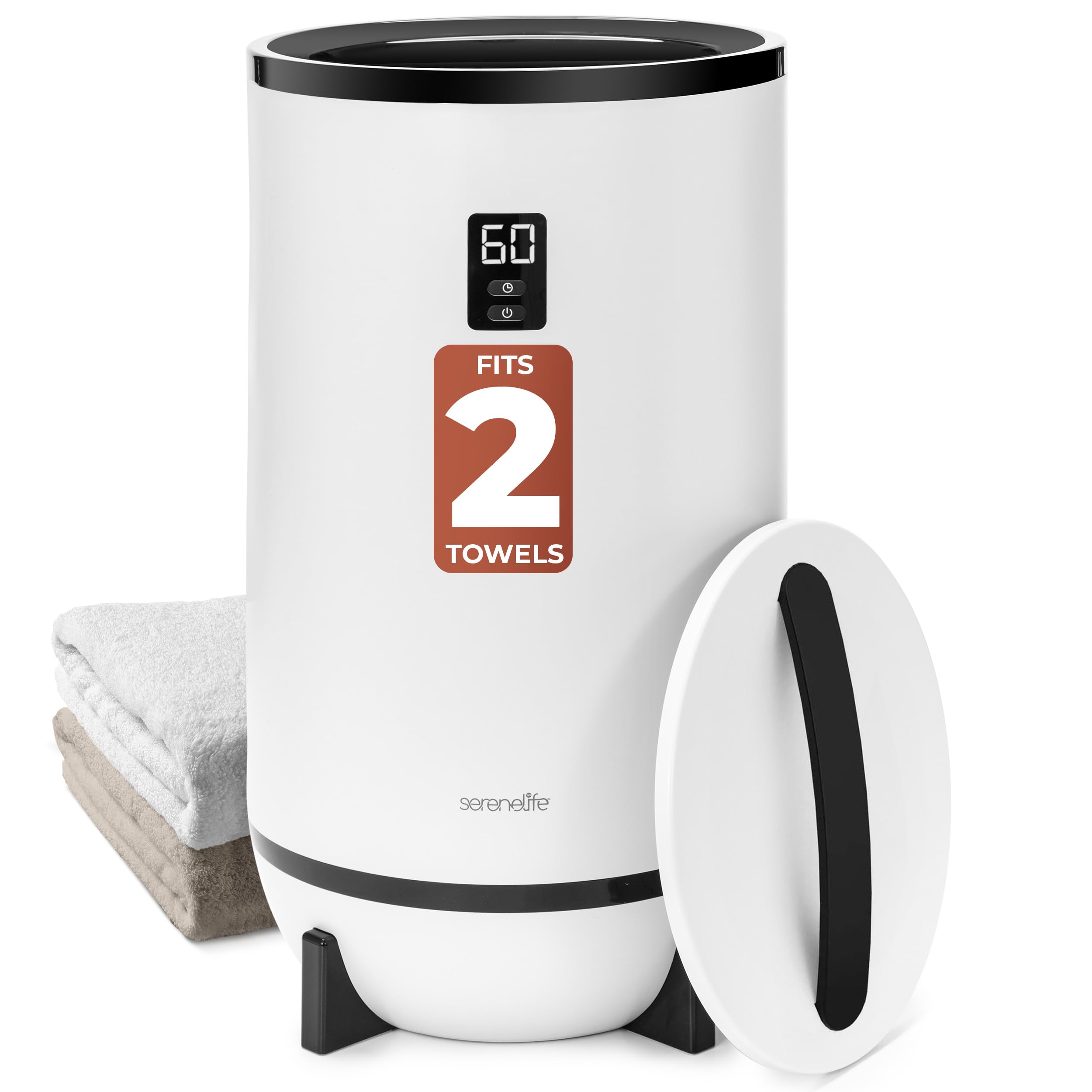 SereneLife Towel Warmers Bucket, with Customized Fragrance for Spa and Bathroom, Luxury Towel Heater Gifts for Him & Her, Auto Shut off, Fits 2 large Towels, Blankets, Bathrobes, PJ's (Black)