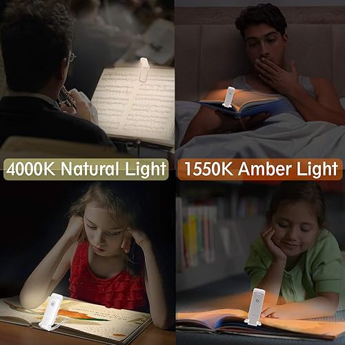 Miniatura 4 de BIGLIGHT Luz de lectura de libros ámbar, luces LED con clip para libros, luces de lectura para libros en la cama, luz de libro pequeño para niños,