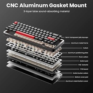 RK ROYAL KLUDGE U65 Aluminum Gaming Keyboard, Wired 60% Mechanical Keyboard with Full CNC Aluminum Body, Gasket Mount, Hot Swappable Pre-Lubed Switches, RGB Backlit, PBT Keycaps, Thocky Creamy Sound