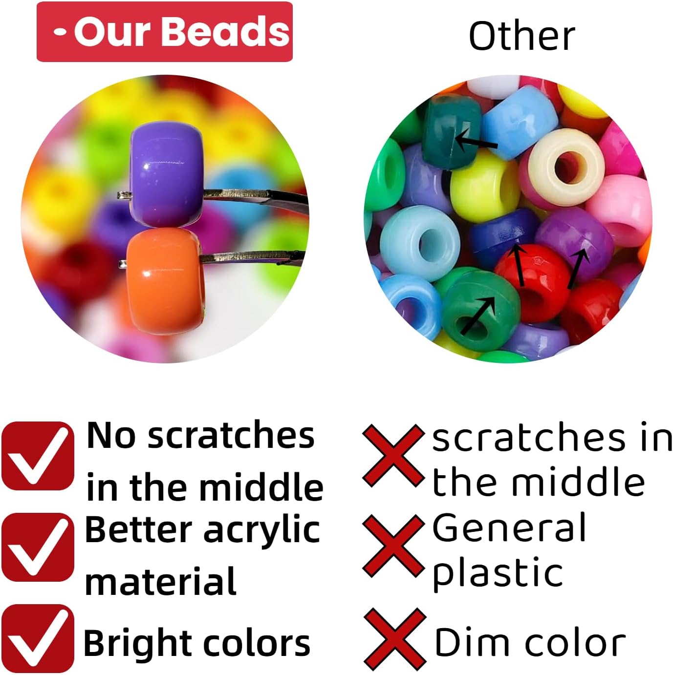 New Scratchles Rainbow Craft Pony Beads, 800 Pieces Acrylic Beads for DIY Jewelry Making, Friendship Bracelets, Hair Accessories, 6x9mm Multi-Color (Dark) - Image 5