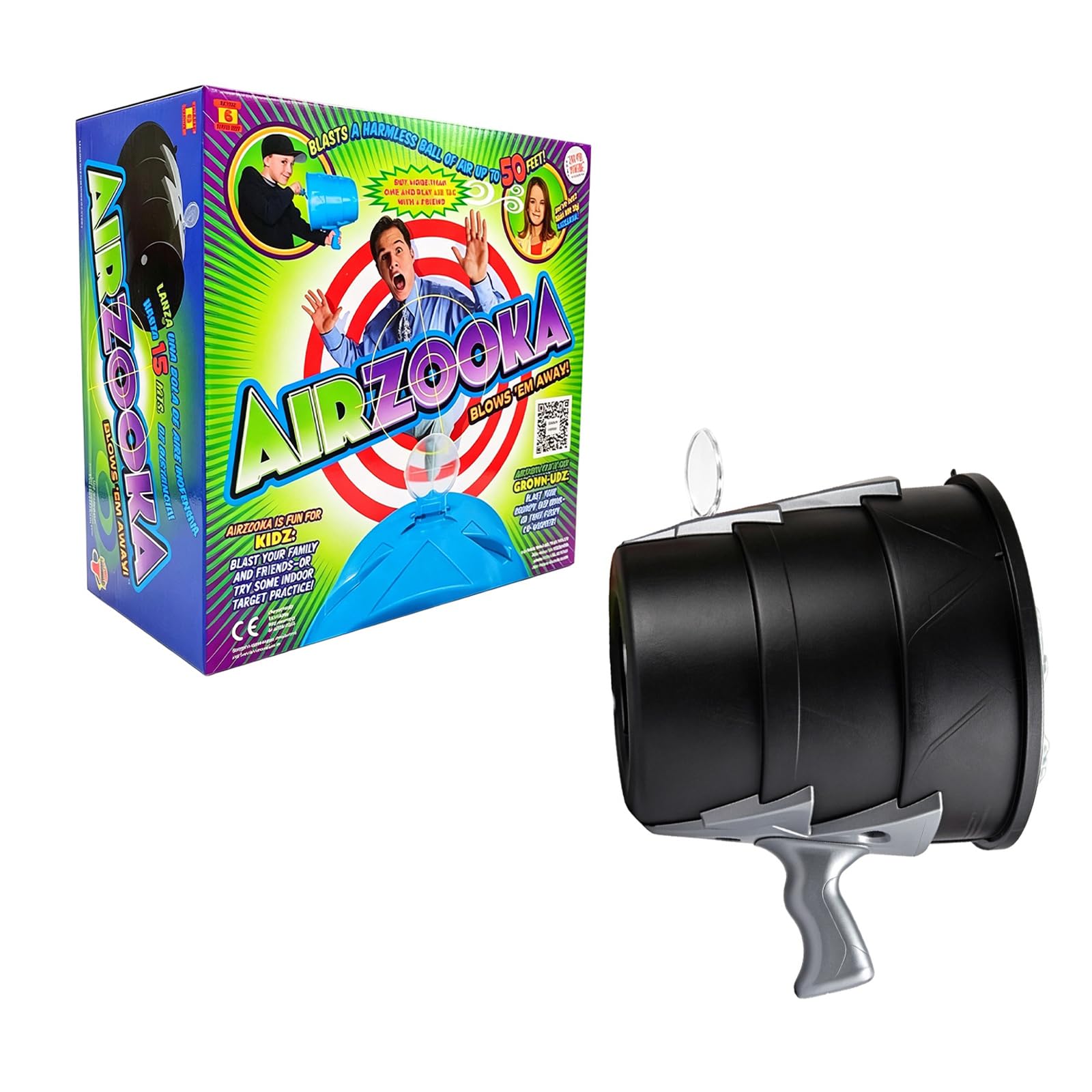 Air Elastic Launcher Prank Toy Cannon Gift Box, Silver