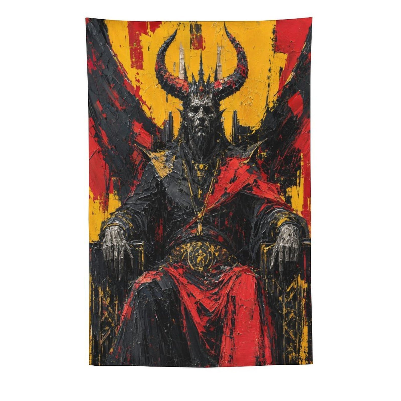H3B8U2Y5 Dark Horned King Wall Tapestry, Gothic Oil Style, Apartment