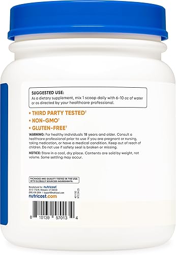 Miniatura 8 de Nutricost L-tirosina en polvo 3.53 oz (100 porciones) - 0.04 oz por porción