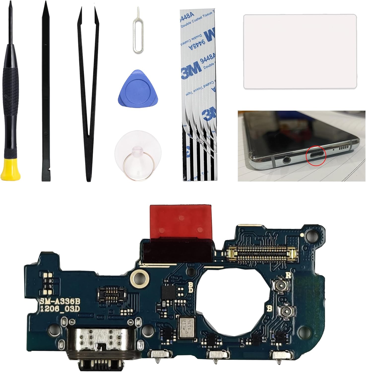 for Galaxy S23 FE Charging Port Replacement US Version, Dock Charging Board Compatible with Samsung S23 FE SM-BS711U/U1, Includes Instruction & Toolkit