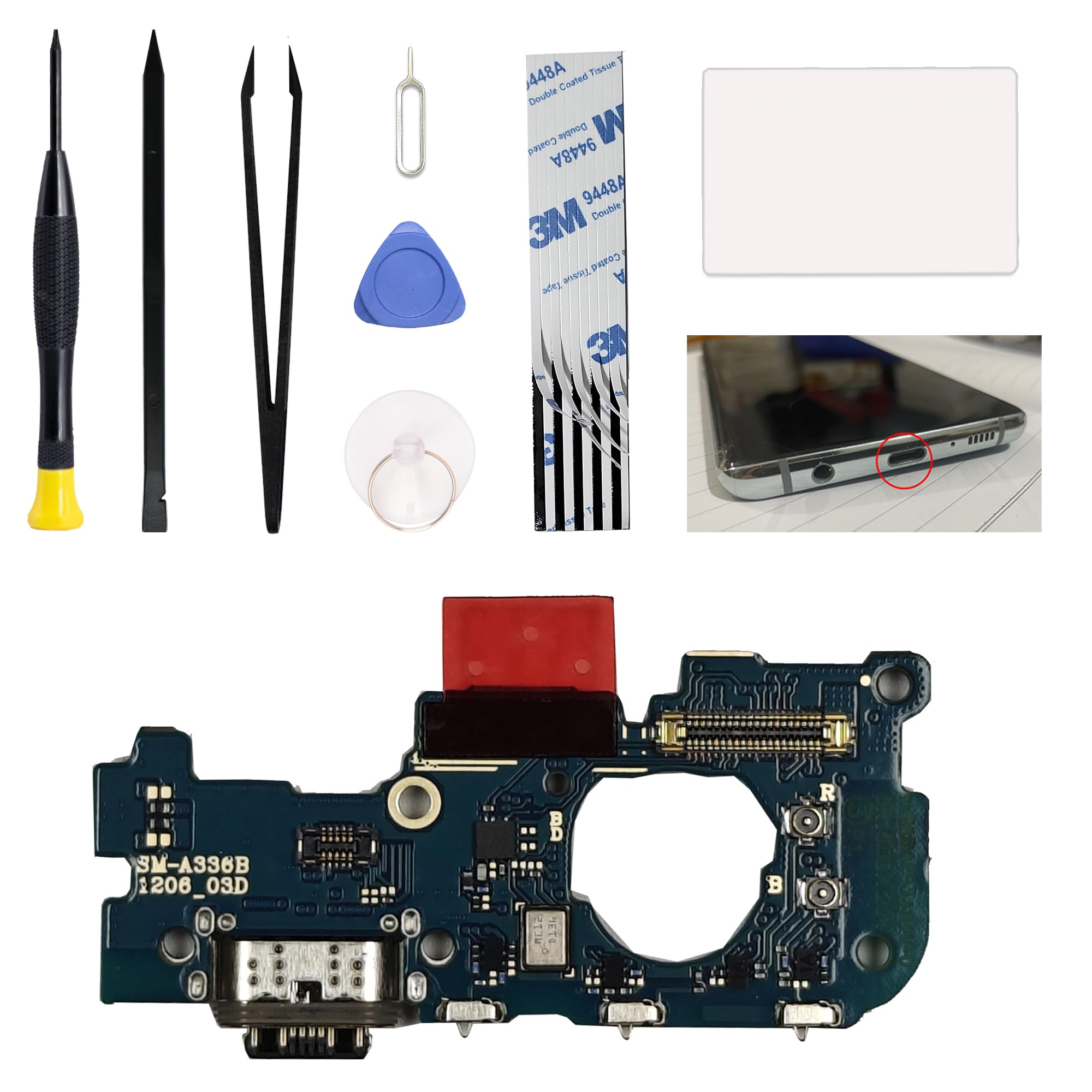 Charging Port Replacement Kit Compatible with Galaxy A33 5G, Dock Board USB-C Connector Only for Galaxy A33 5G SM-A336, with Toolkit
