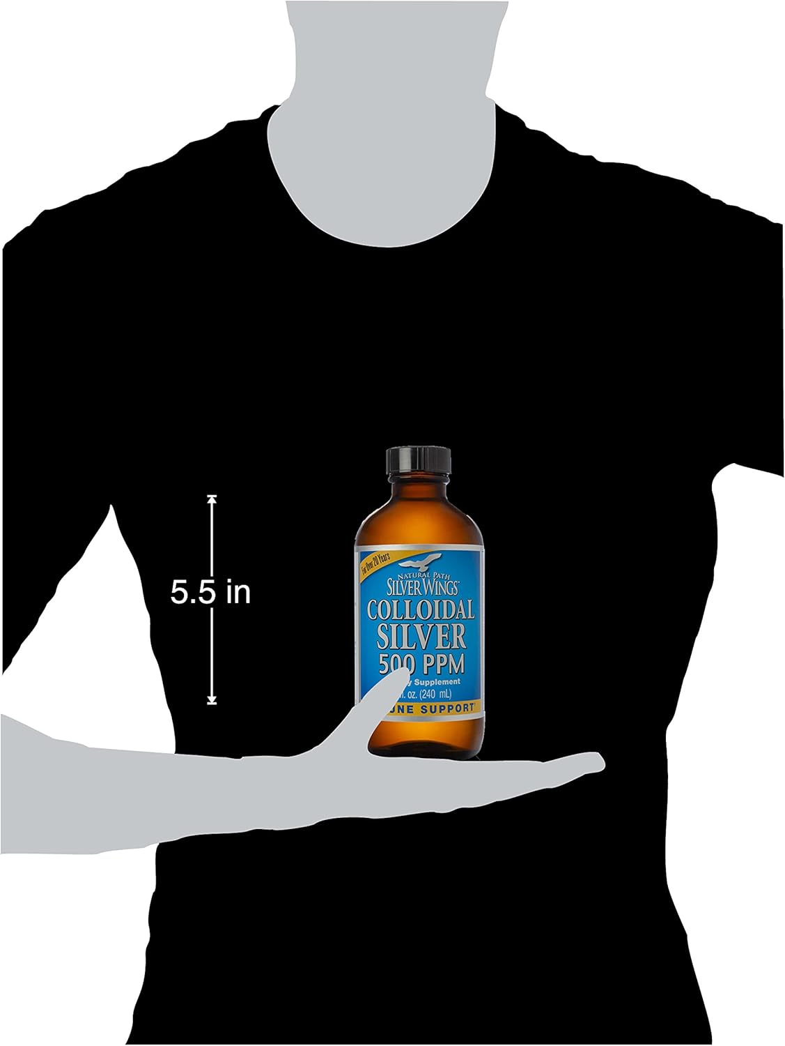 Natural Path Silver Wings - Colloidal Silver 500 ppm - Pure Mineral Supplement - Immune Support for Your Family - Powerful Healing without a Bad Taste (8 ounce,240ml) : Health & Household