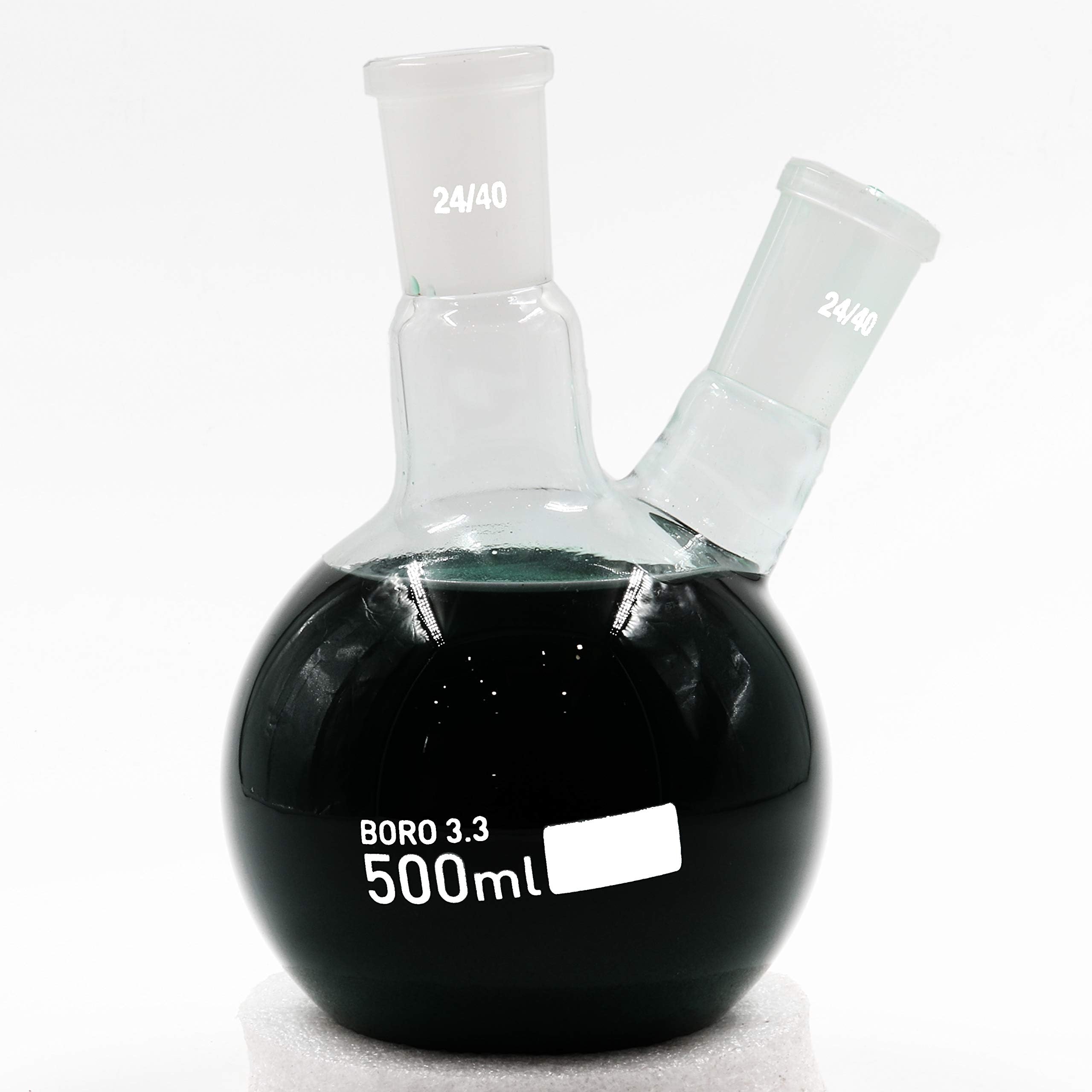 Round Bottom Glass Flask 500ml 2 Neck Boiling Flask RBF 24/40 Joints