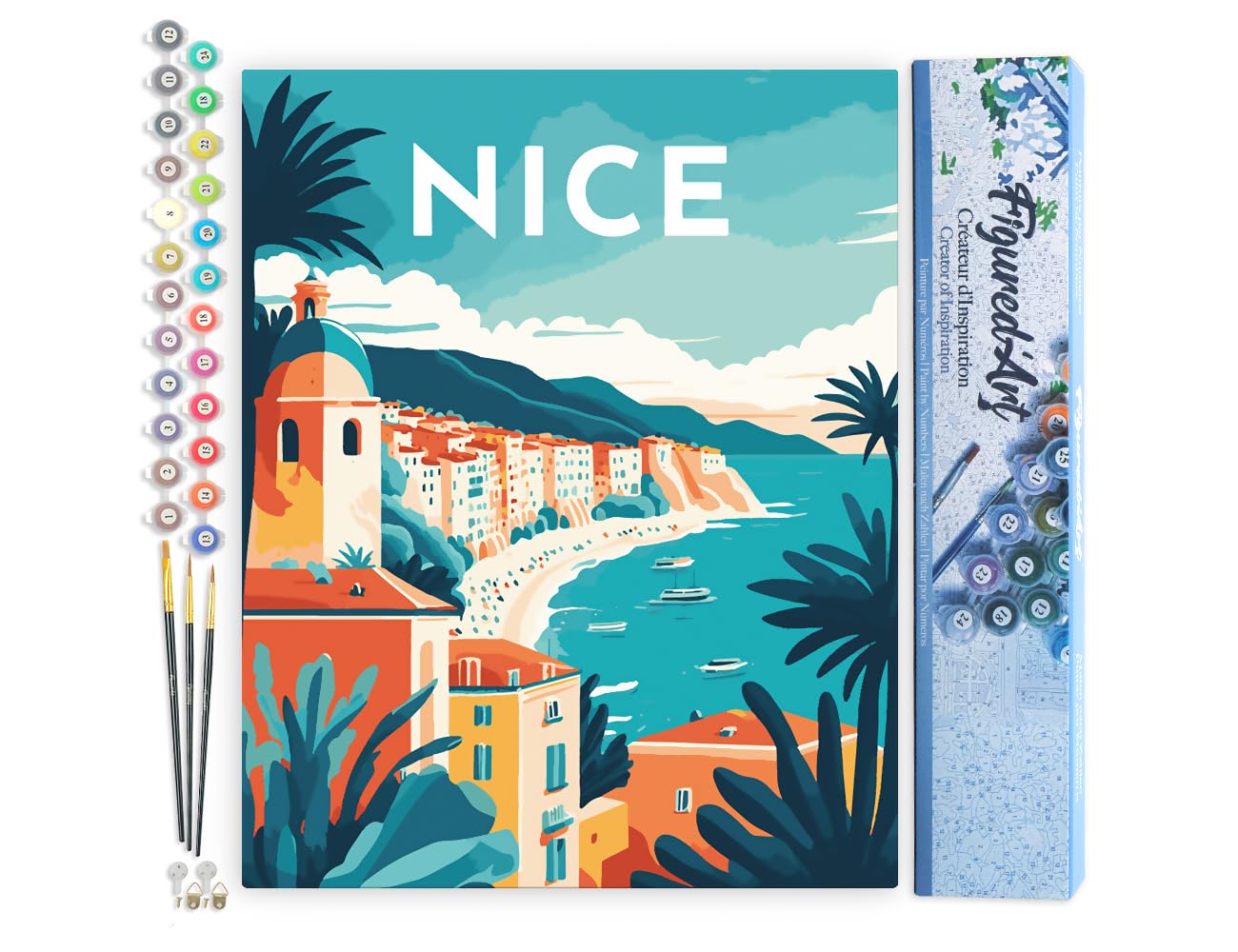 Peinture par Numéro Figured'Art - Affiche Vintage Strasbourg - Kit de Loisir Créatif DIY Numéro d'Art Complet - 40x50cm sans châssis en bois - Peinture par numéro
