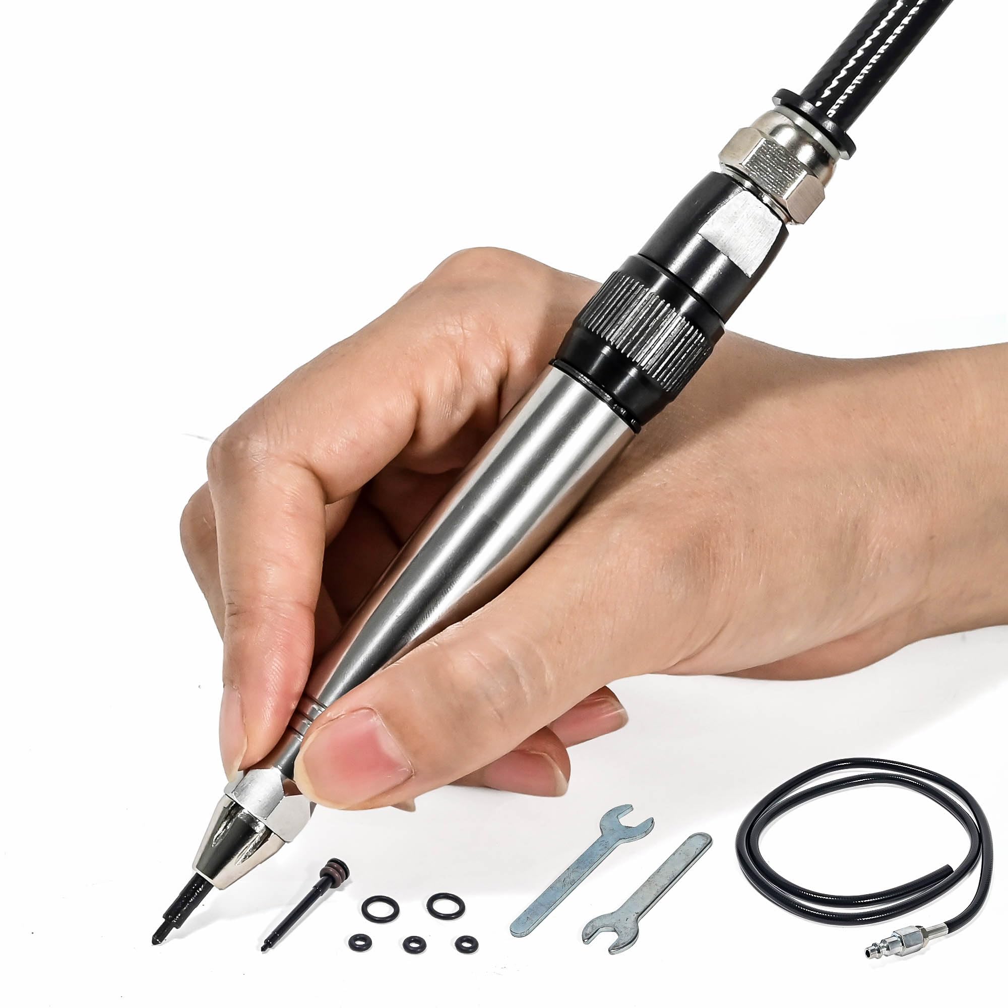 Pneumatic Engraving Pen, Precision Air Scribe, Glass Ceramics Metal Engraver Pen for Fossil Prep Lettering Etching, Jewelry Crafts Pencil Grinder, 1x Extra Stylus Tip, 34,000BPM