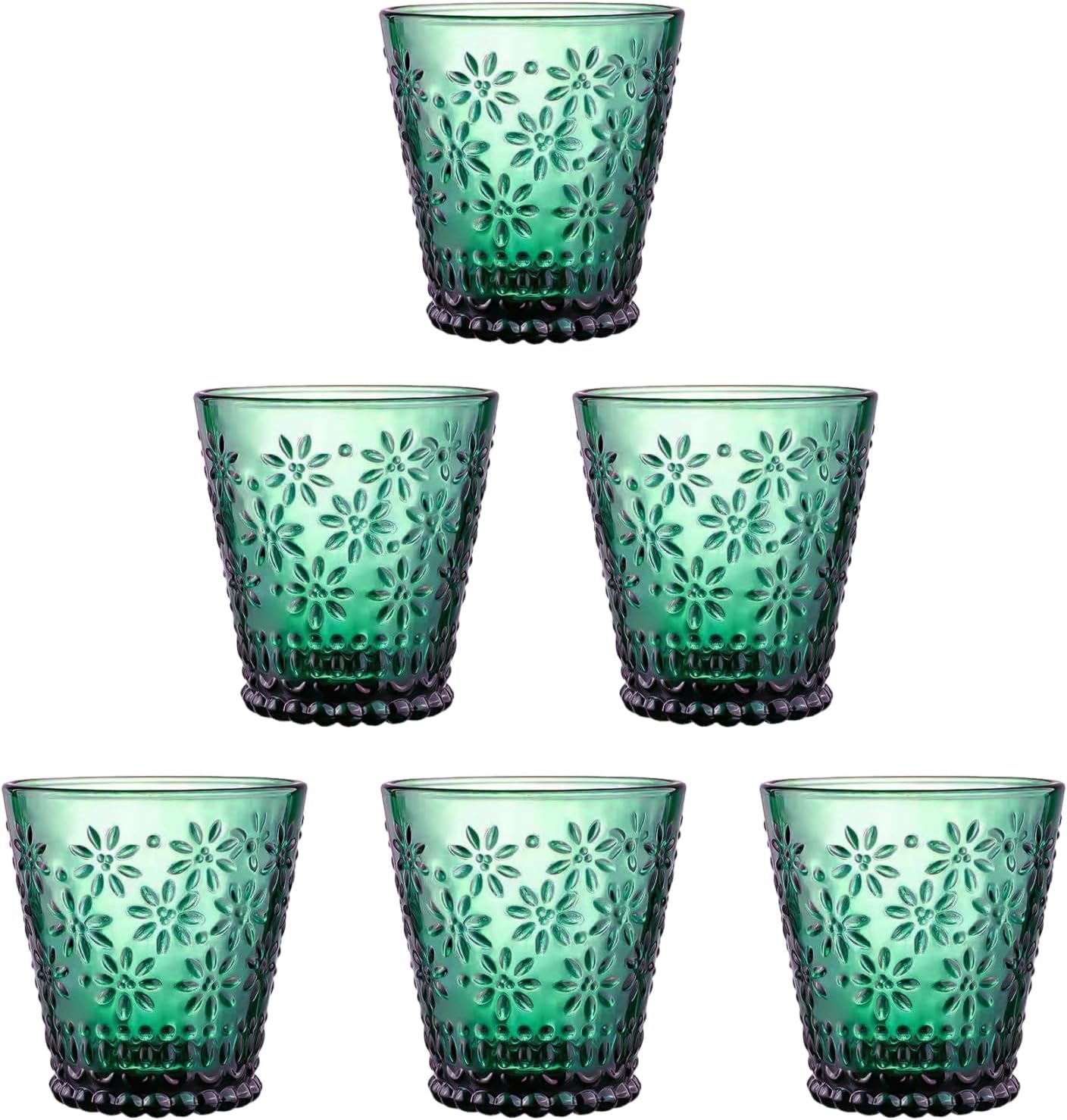 Jumigra Embossed Glassware Set of 6 Dishwasher Safe