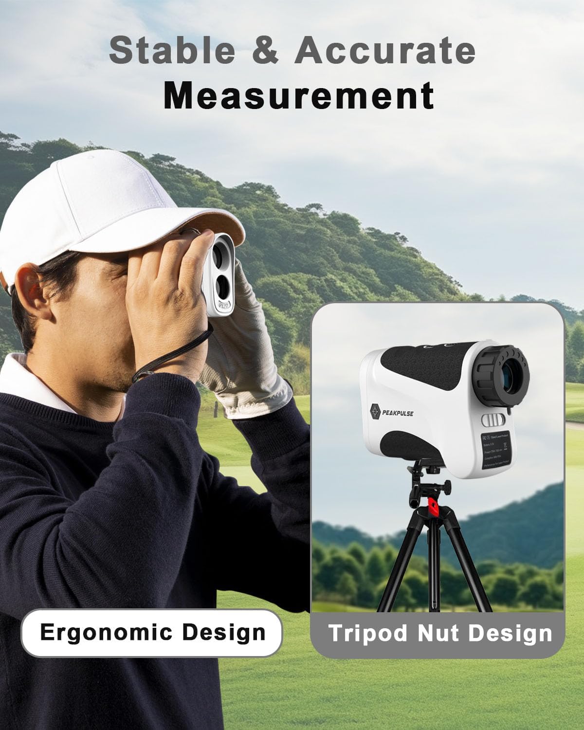 PeakPulse Rangefinder Golf 656 Yards Rangefinder with Flag-Lock, 6X Magnification,Vibration,Distance Measurement,The Most Suitable Gift for Golfers