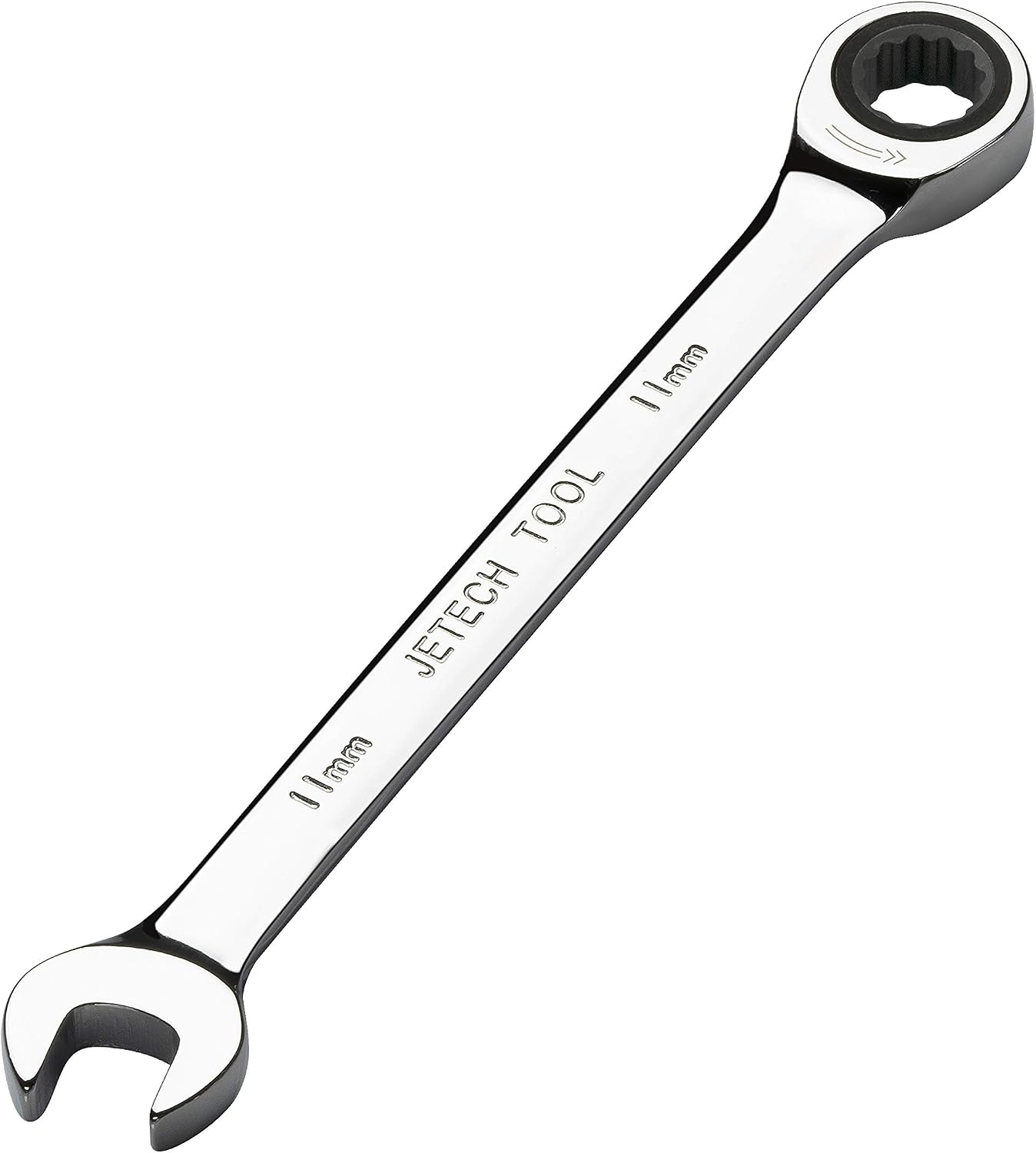 Jetech 11mm Ratcheting Combination Wrench (10 Pack), Industrial Grade Gear Spanners with 12-Point Design, 72-Tooth Ratchet, Made with Forged and Heat-Treated Cr-V Steel in Chrome Plating, Metric