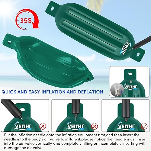 Vista 74 de Paquete de 4 defensas de barco de 4.5/5.5/6.5/8.5/8.5/10/16 pulgadas, parachoques de vinilo acanalado de doble ojo, parachoques de barco para Negro