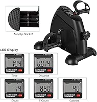 Vista 2 de Mini Exercise Bike, himaly Under Desk Bike Pedal Exerciser Portable Foot Cycle Arm & Leg Peddler Machine with LCD Screen Displays
