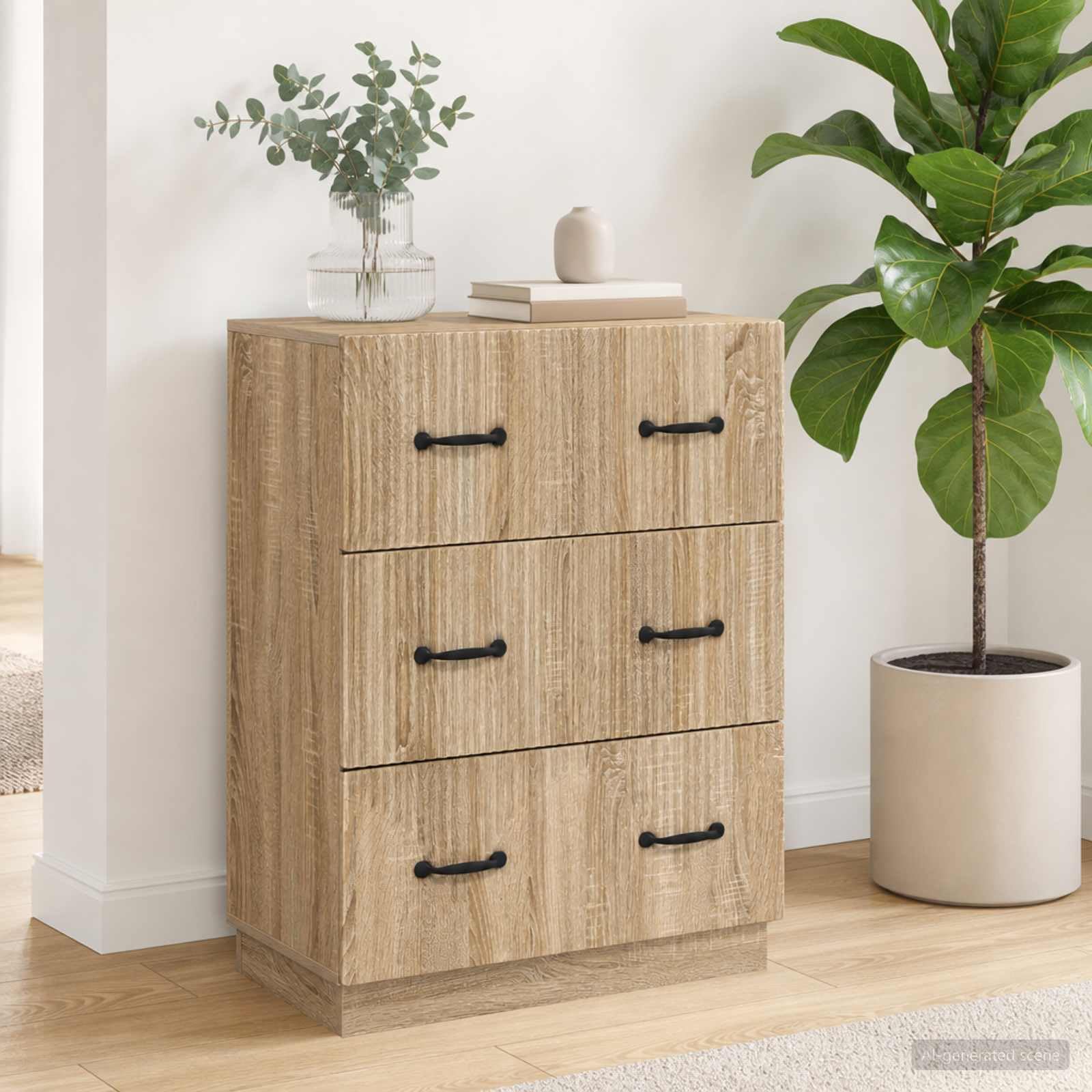 Mobile con 3 Cassetti Rovere Sonoma 66x34,5x87 cm | Cassettiera versatile in legno ingegnerizzato con 3 ampi vani, ideale per soggiorno, ufficio e corridoio.