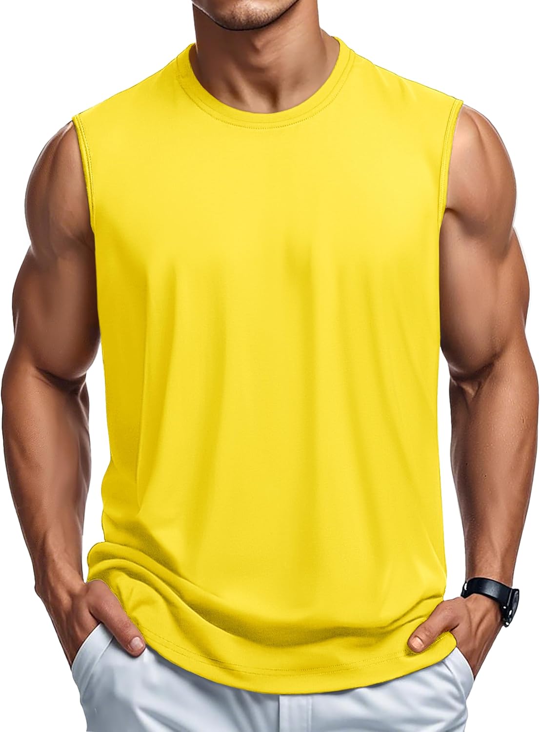 MAGCOMSEN Men's Tank Top Cotton Muscle Workout Gym Shirts Moisture Wicking Lightweight Summer Casual Sleeveless Shirts