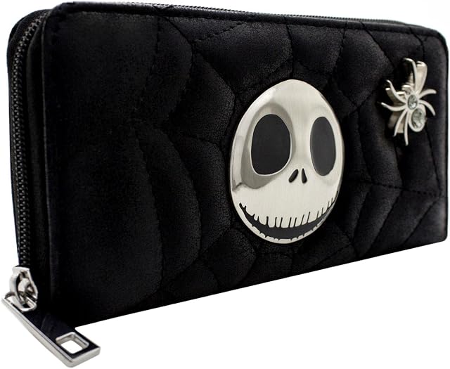 The Nightmare Before Christmas Nightmare Before Christmas Quilted Web Black Coin and Card Clutch Purse, One Size