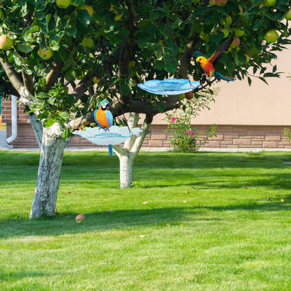Uposao 1 bebedero para pájaros para colgar, bebedero para pájaros de cristal, flores, patrón de textura, estación de alimentación para jardín, terraza, decoración para exteriores, terraza y patio,