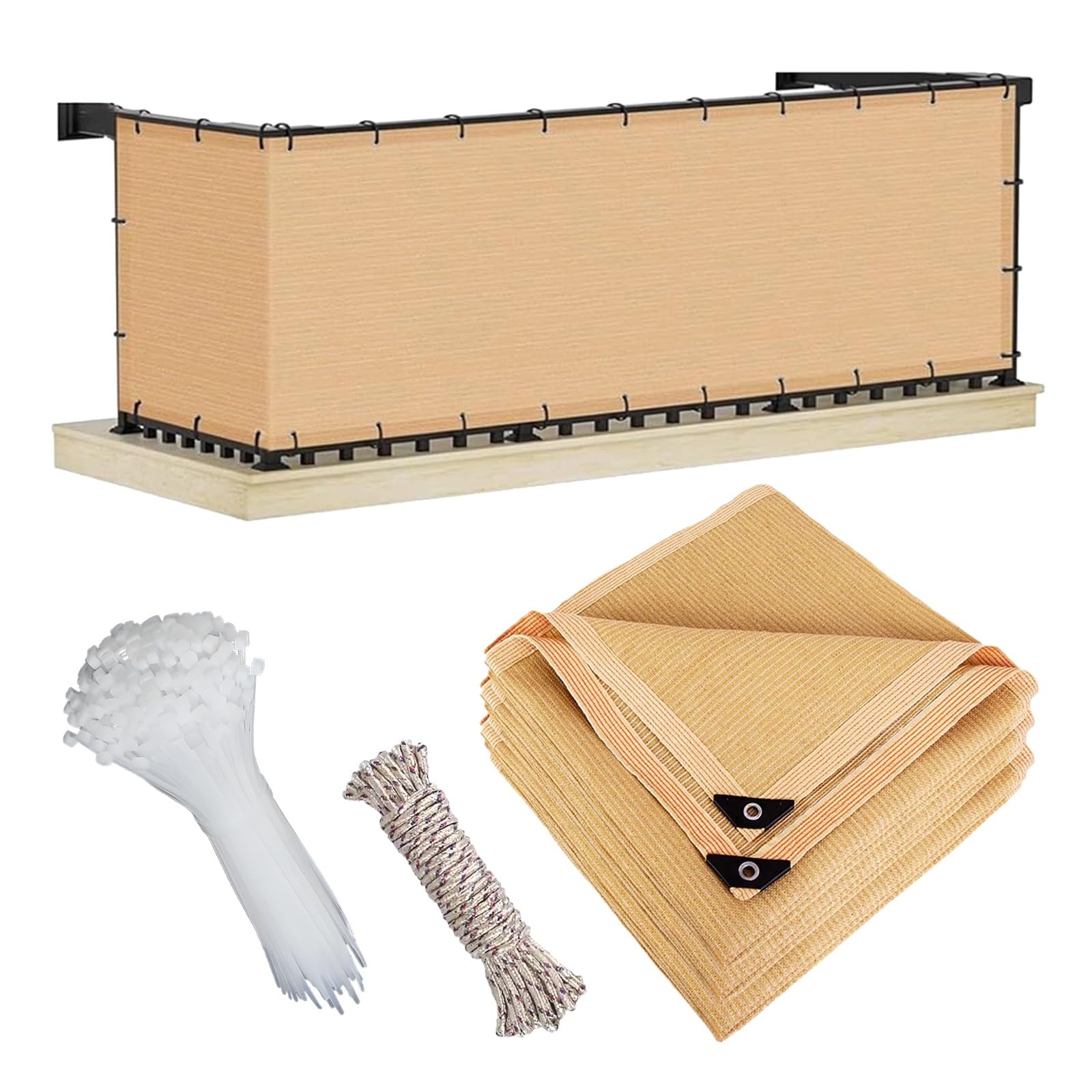 Bâche en maille avec œillets toile d'ombrage beige 6x20m