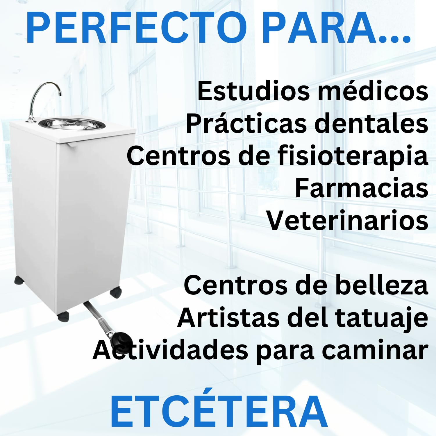 Express Water Basic Blanco, Fregadero para Lavabo, Portátil Autónomo Transportable, con Depósito de Agua, en Acero Inoxidable, con Mando por Pedal, Certificado, para Comercios y Consultorios Médicos