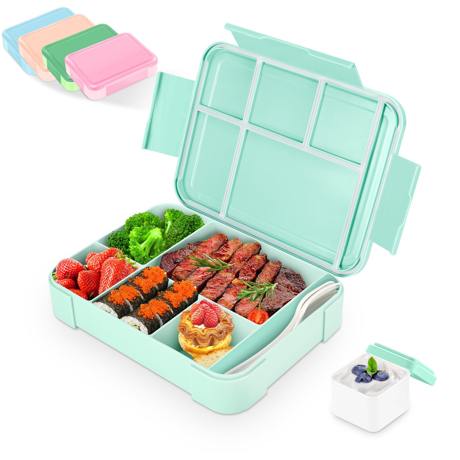 Pudełko śniadaniowe dla dzieci z przegródkami, 1330 ml, dla dzieci, na piknik, podróżny lunch, odpowiednie dla dorosłych, dziewcząt i chłopców, do szkoły, przedszkola i na wycieczki