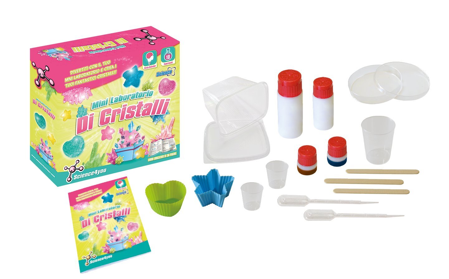 Science4you Fabbrica Di Cristalli Per Bambini 8+, 8 Esperimenti, Cristalli Luminescenti Al Buio, Laboratorio Geologia, Gioco Scientifico STEAM, Kit Con 18 Contenuti