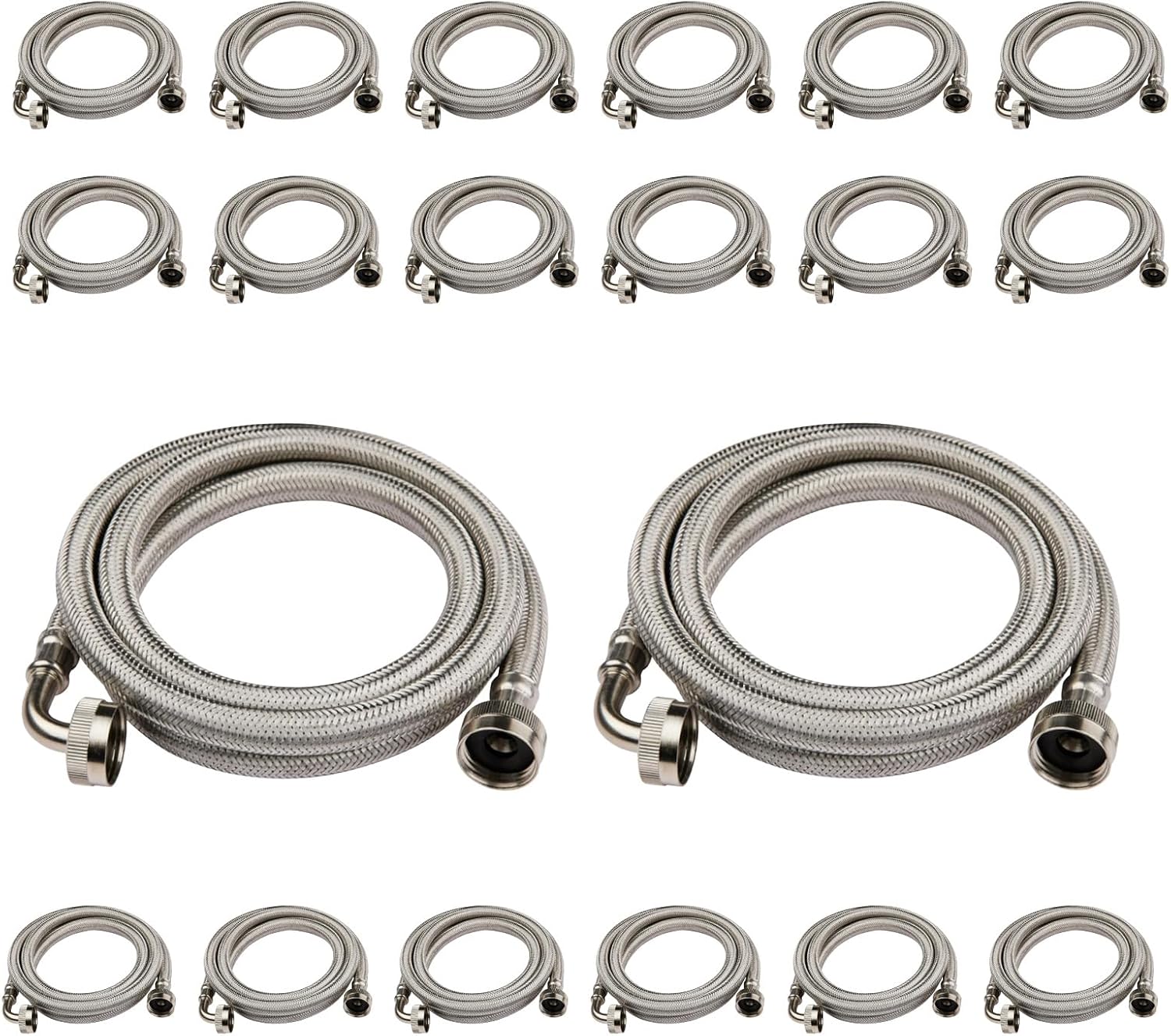 (30 Pack) Seelink 5FT Washing Machine Hose, Stainless Steel Washer Hose for Hot and Cold Water Supply Lines, With 90 Degree Elbow