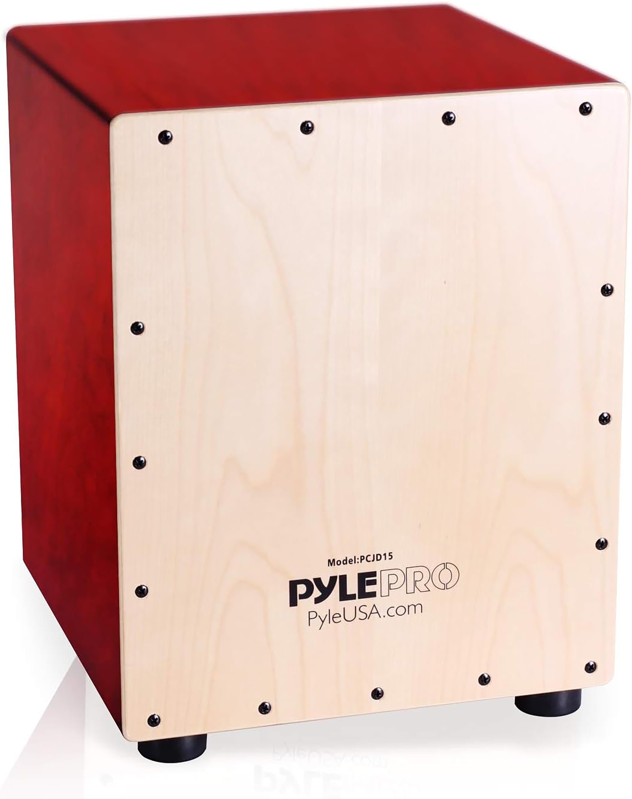 Pyle Cajón de Percusión, Caja Acústica de Madera de Abedul, Cuerdas de Guitarra Ajustables, Sonido Profesional, Compacto 30x30x38 cm, Patas Antivibración, Ligero 5kg, Ideal para Todas las Edades