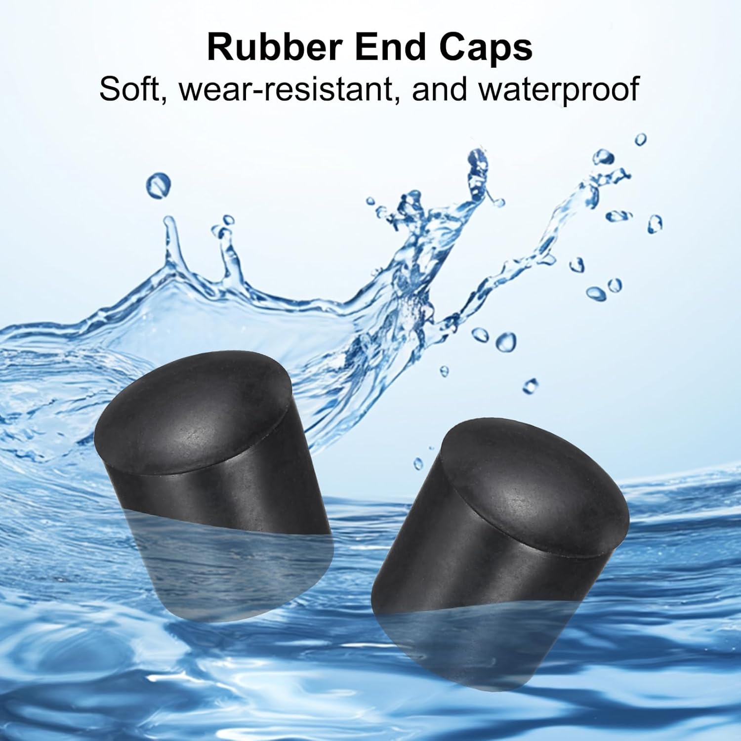 uxcell 50 Pcs Rubber End Caps, 10mm Flexible Round Tube Bolt Cap Cover Screw Thread Protectors for Ends of Hooks Hanger Furniture Bolts Screws Metal Tube, Black