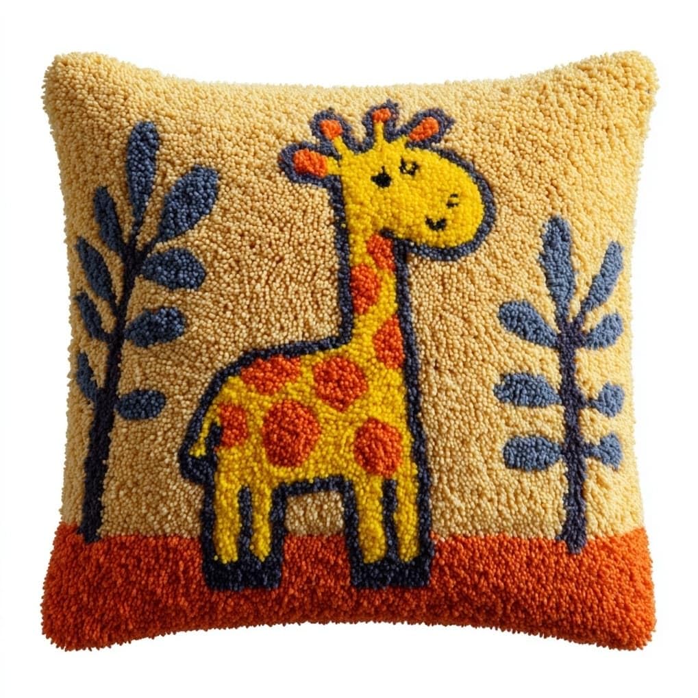 AxiangziK Latch Hook Cushion Kit 17x17in,Cartoon Giraffe