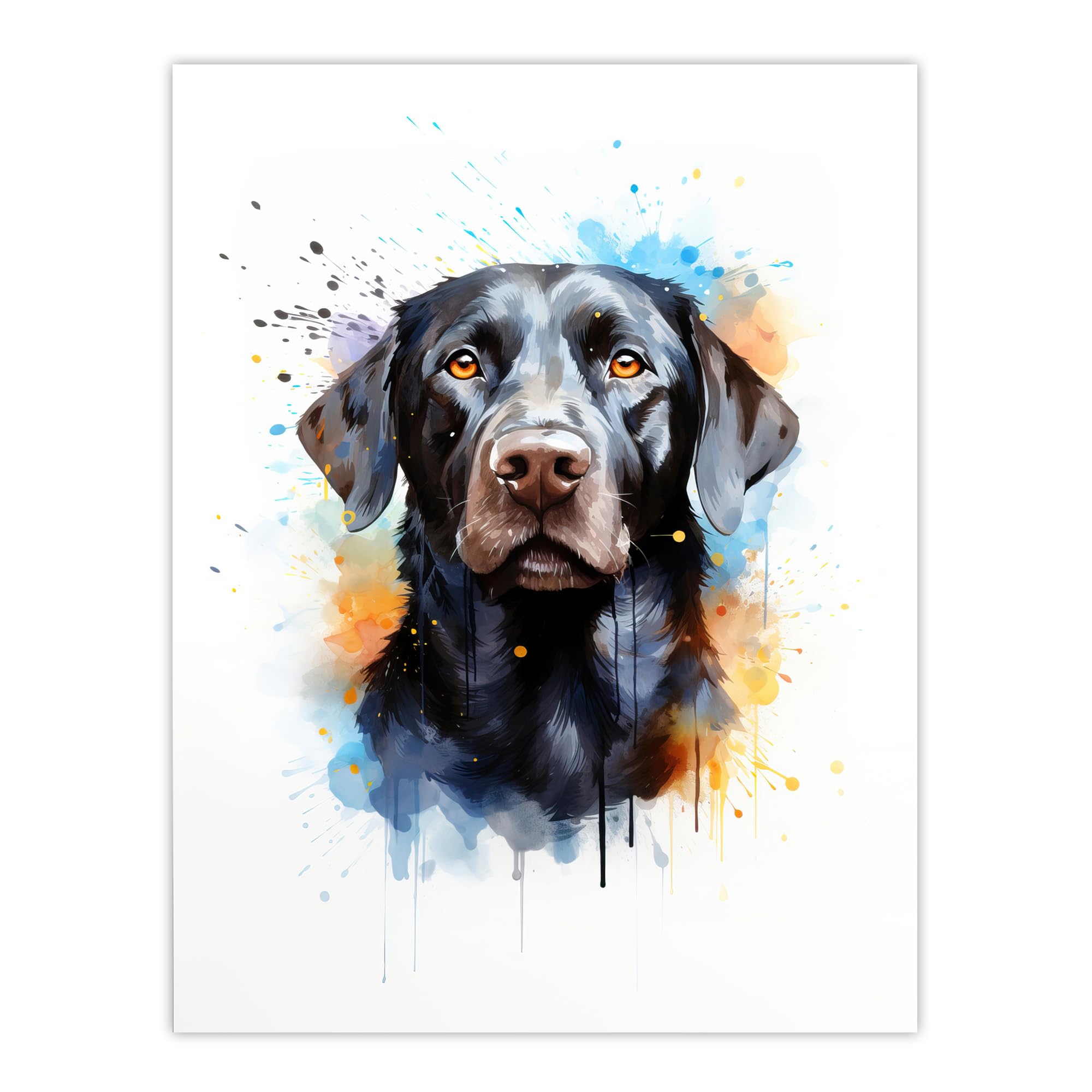 Artery8 Black Labrador Retriever Lovers Gift Watercolour Pet Portrait Painting Artwork Extra Large XL Wall Art Poster Print