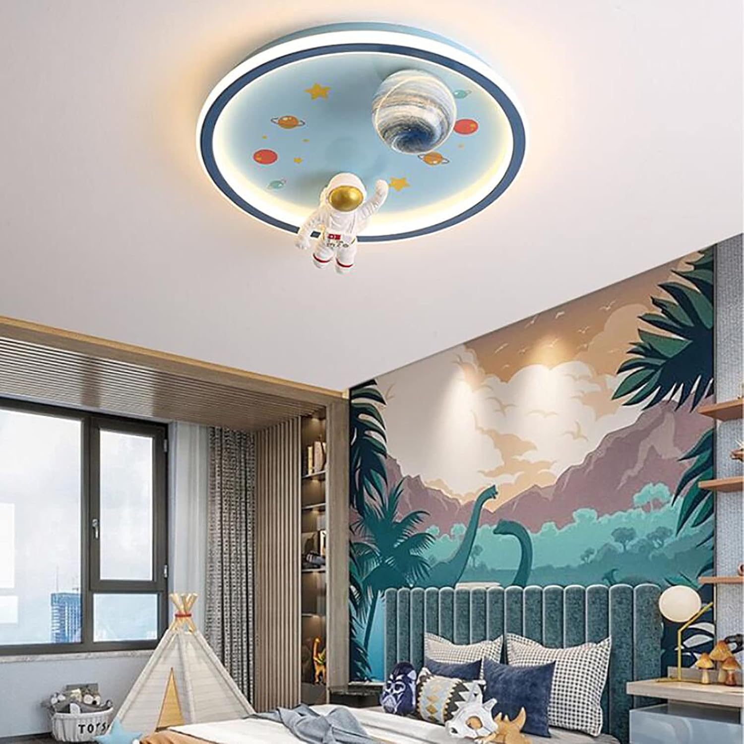Chandelier Room Blue Pink Ceiling Light Chandelier Led Cartoon Ceiling Lamp Creative Planet Light Ceiling Lighting for Bedroom Living Room Dining Room Kitchen-Blue and White (Pink Warm Light