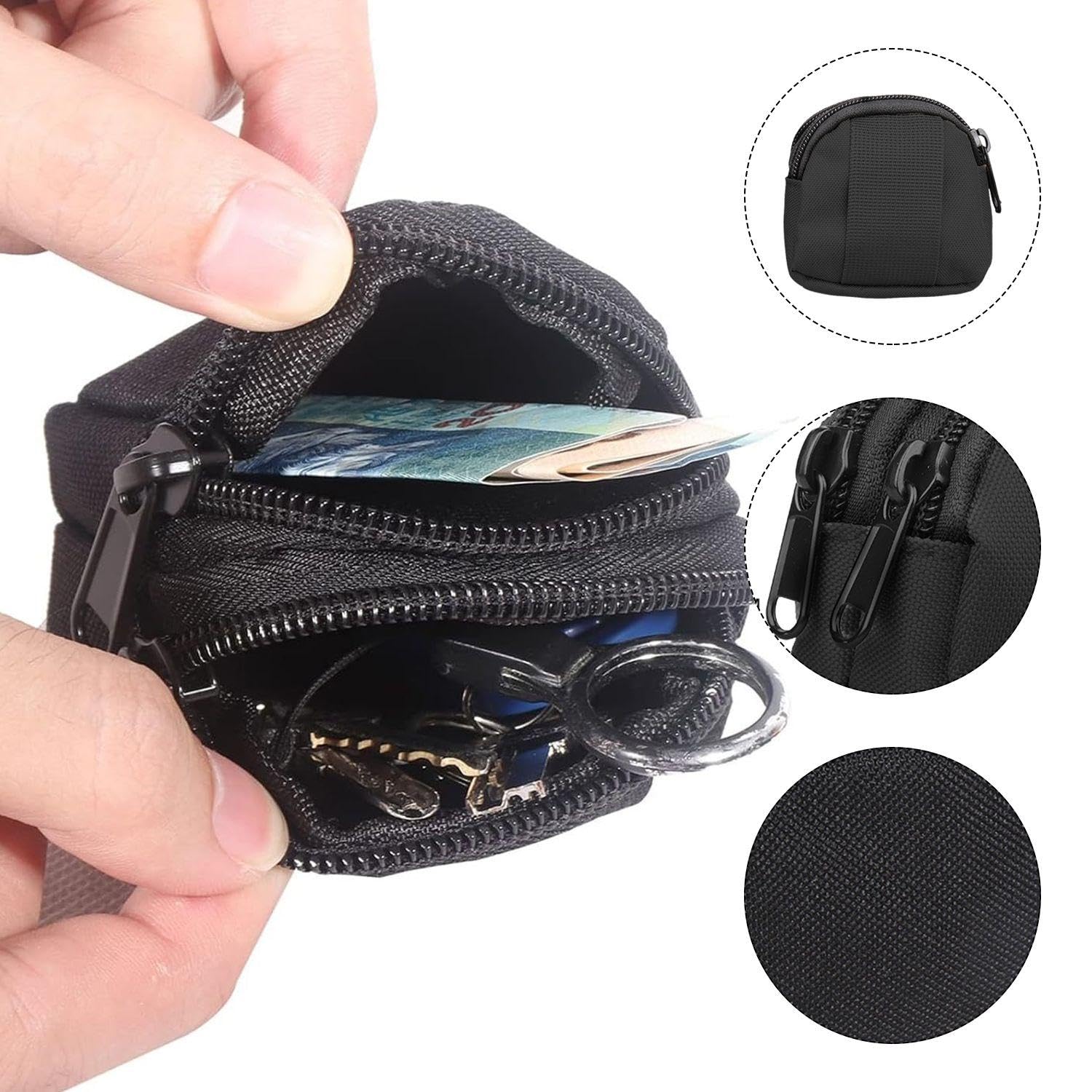 2 Mini Borse Da Cintura, 2 Moschettoni, Borsa Tattica, Organizer, Attrezzatura Tattica ed Escursionismo, Mini Portachiavi a Portafoglio