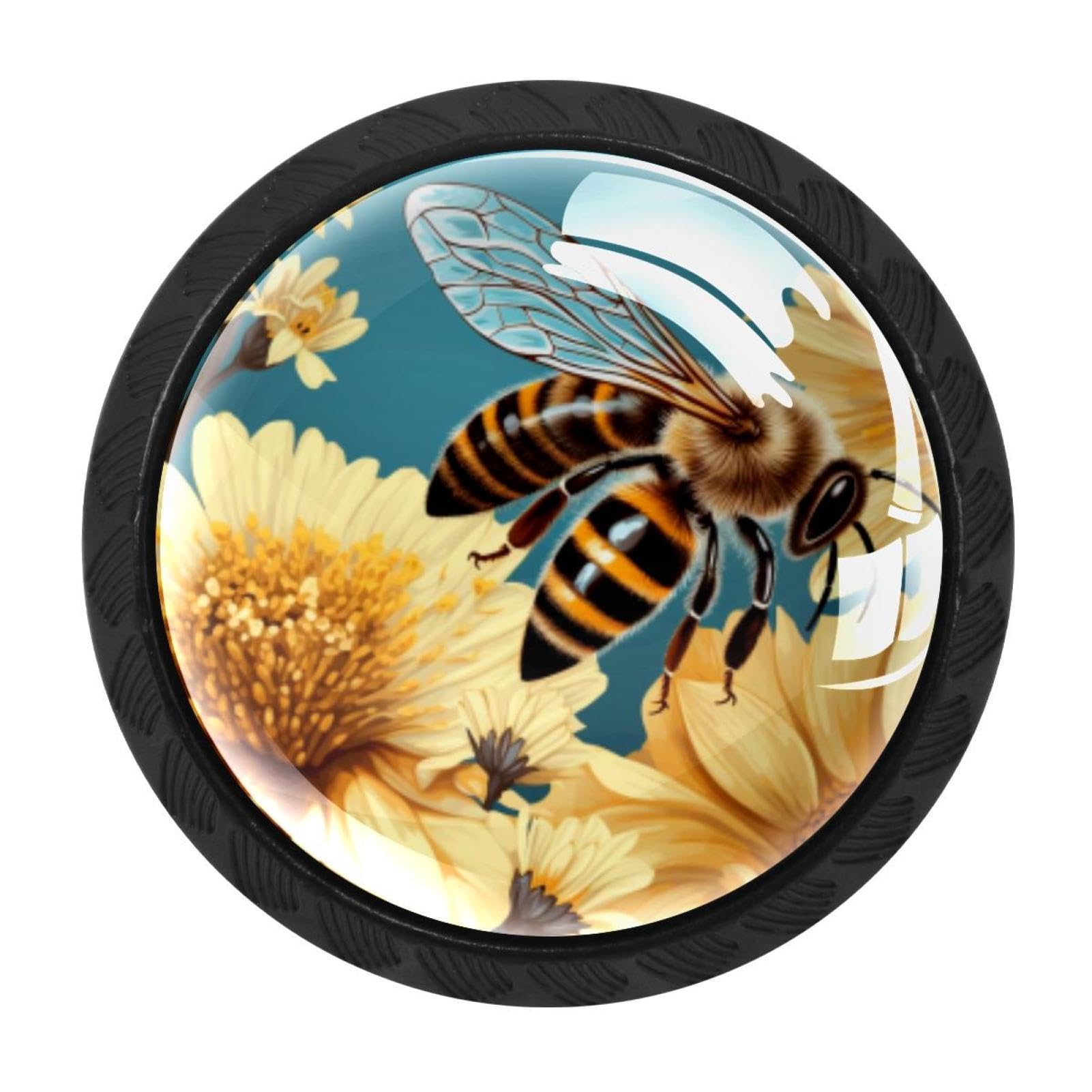 Chenzzzz Multicolored 07 4 Pack Black Starry Bee Cabinet Pulls With Screws, Kitchen Cabinet Knobs Hardware