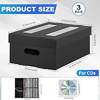 Vista 4 de AOBOPLE Cajas de almacenamiento de CD, caja organizadora apilable de CD con tapa, paquete de 3 soportes para CD de 2 compartimentos, capacidad