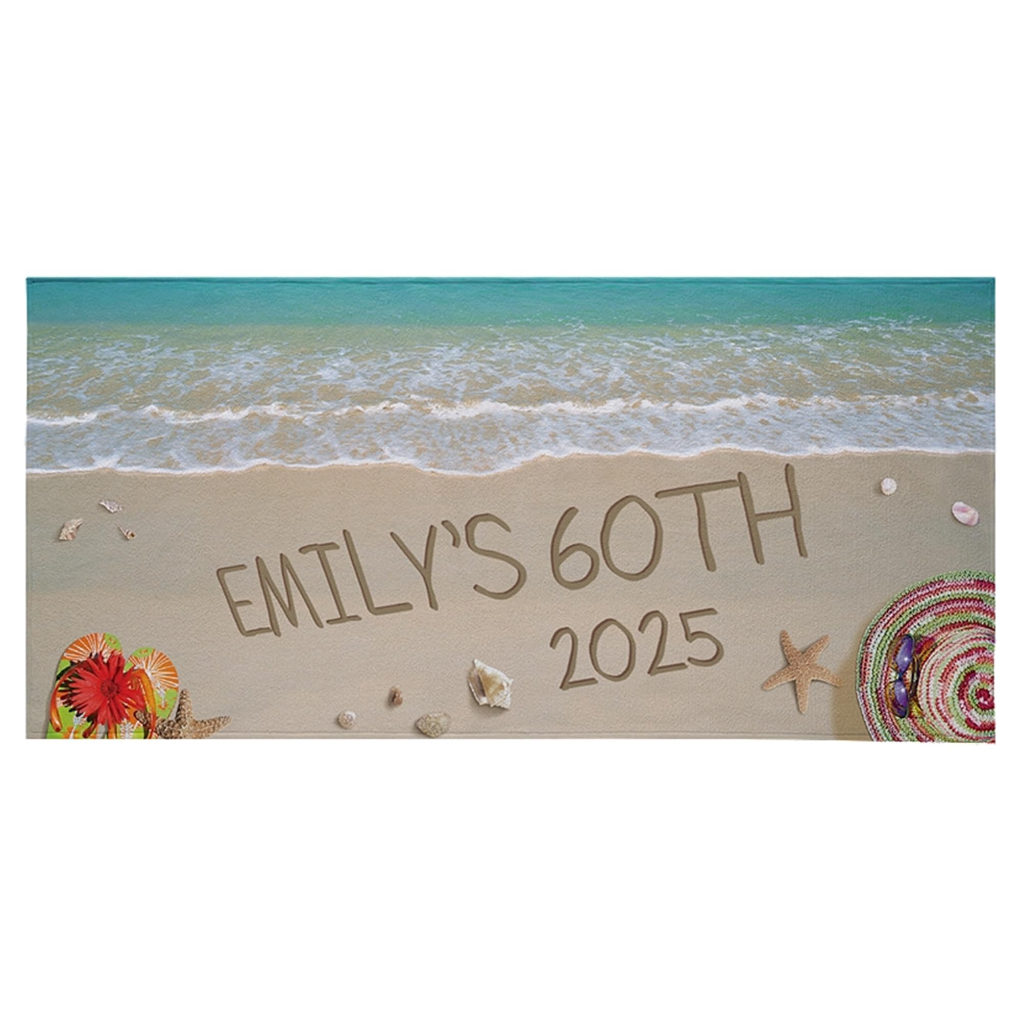 Let's Make Memories Personalized Beach Towel - Pool Towel - Beach Towel - Destination Wedding - Beach Vacation - Tropical Vacation - Plush Cotton/Poly Blend - Standard Size - Message in Sand