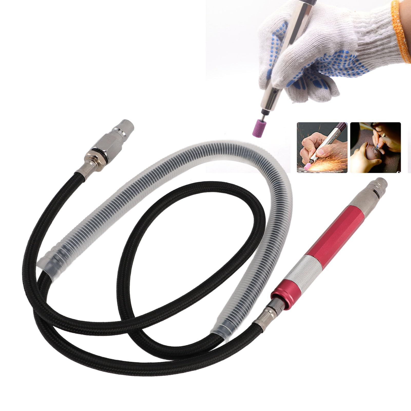 Pneumatic Pencil Die Grinder 58,000 Rpm Npt 1/4 Inch Pneumatic Grinder Set Engraving Pen with M3 Collet Engraving Cutting Custom Machining Full Coverage