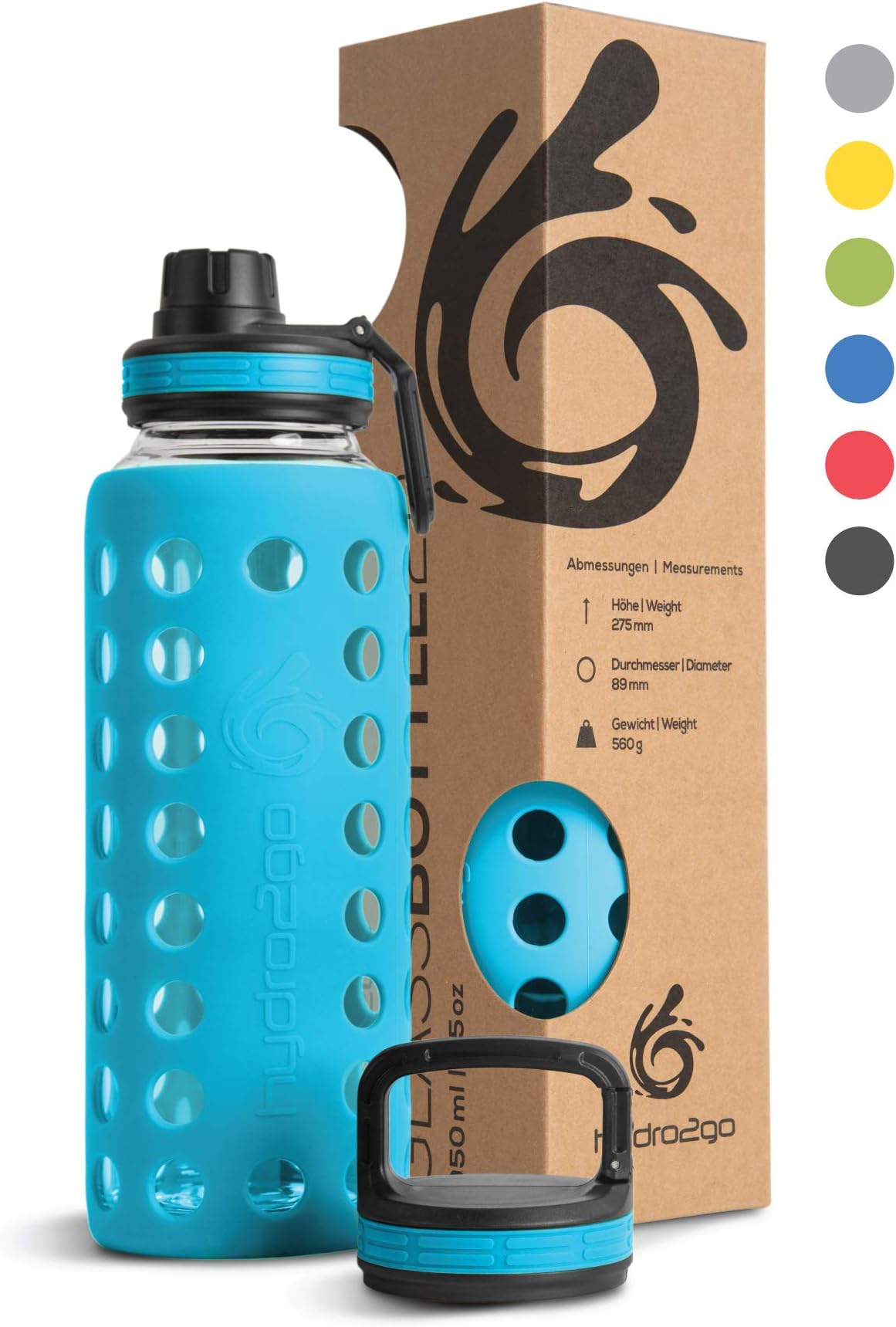 Lifefactory Glas Trinkflasche mit SilikonSchutzhülle, BPAfrei