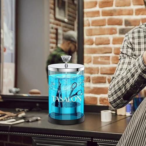 Miniatura 7 de TASALON Paquete de 1 tarro de peluquero con tapa de acero inoxidable de 25 onzas y tarro de vidrio con cesta extraíble, salón o spa de uñas