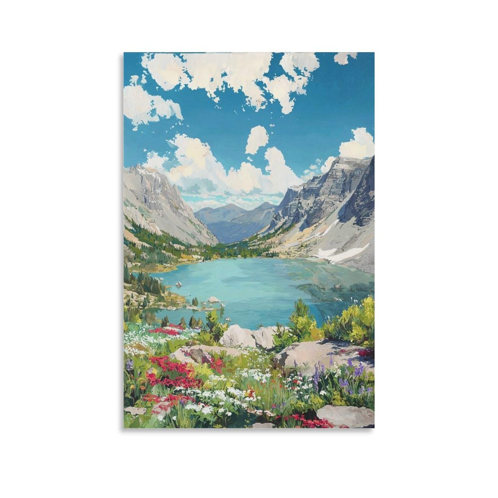 Lamoille Canyon Posters 20x30inch(50x75cm) Vintage Watercolor Canvas Art