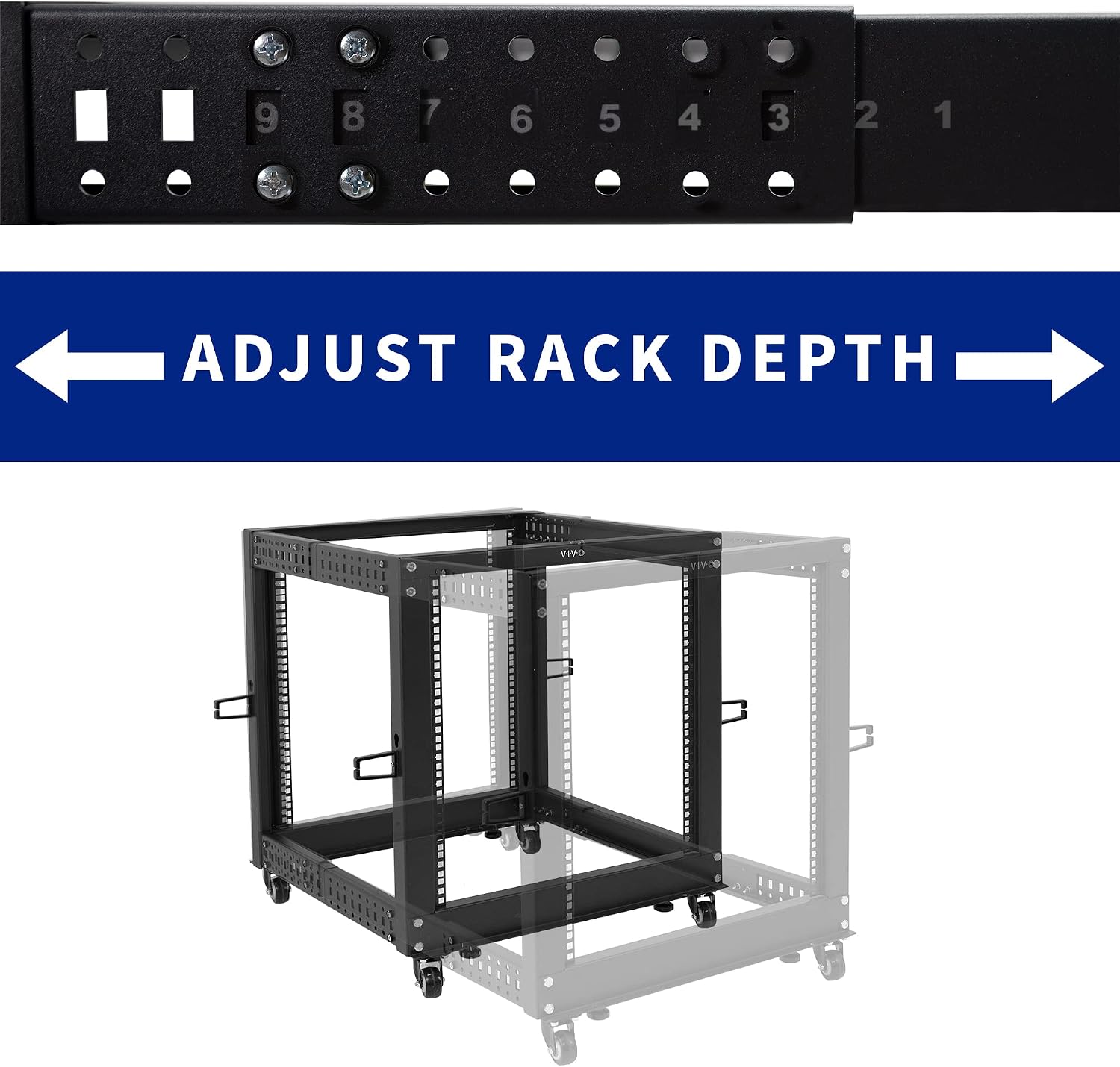 VIVO Black 12U Freestanding Server Rack Cart, CART-SR12U image 3