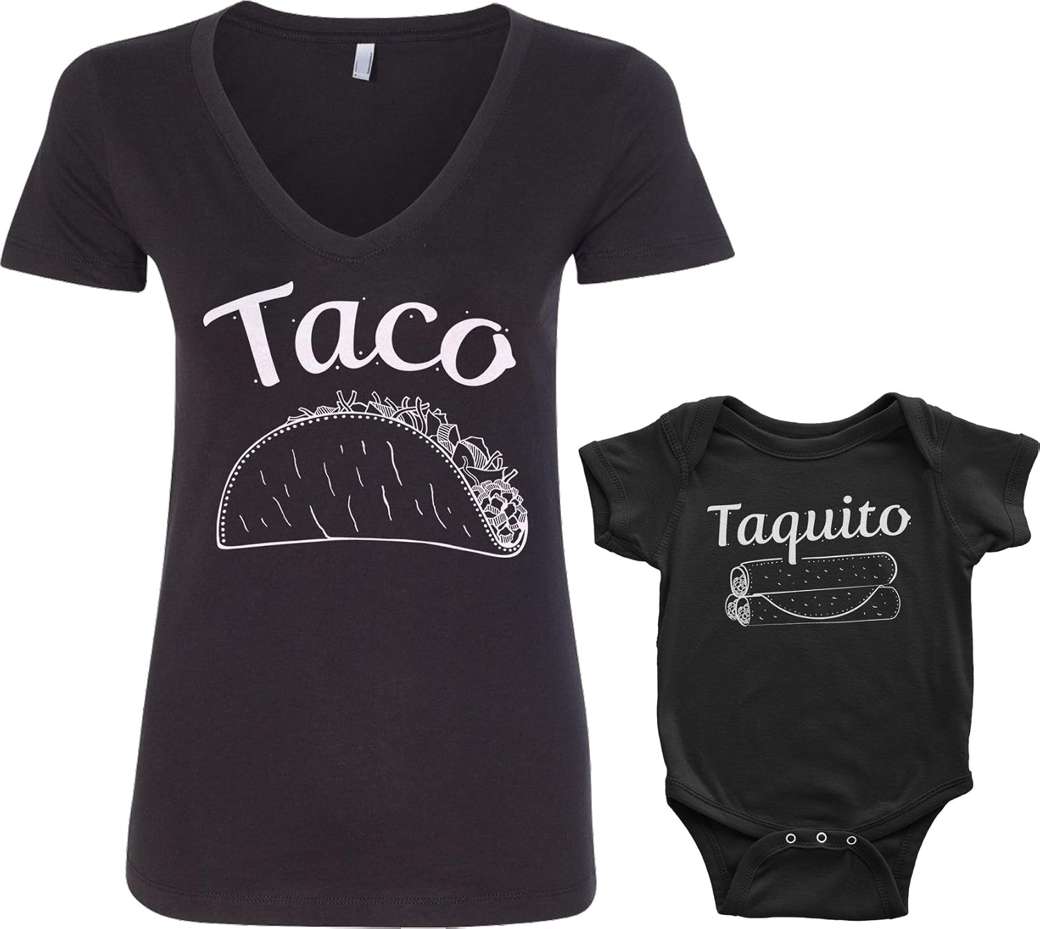 Threadrock Taco & Taquito Infant Bodysuit & Women's V-Neck T-Shirt Set
