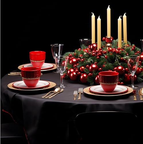 Miniatura 4 de Paquete de 2 manteles redondos de 108 pulgadas, manteles lavables de lino decorativo de poliéster, manteles para mesa de comedor, banquetes, fiestas